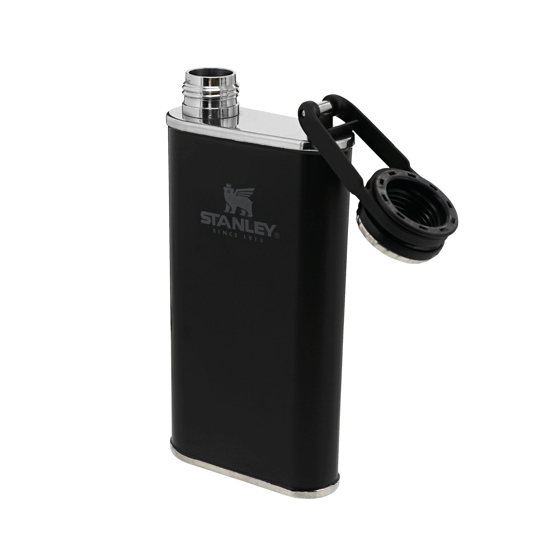 STANLEY CLASSIC EASY FILL WIDE MOUTH FLASK matte black pebble aperta