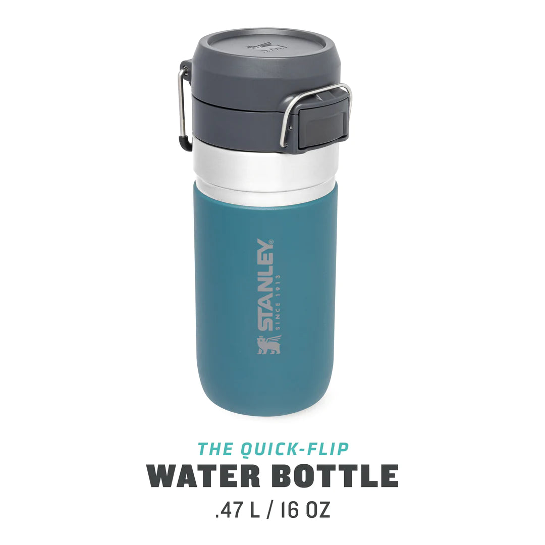 borraccia stanley go quick flip da 0.47 litri colore lagoon - con grafica