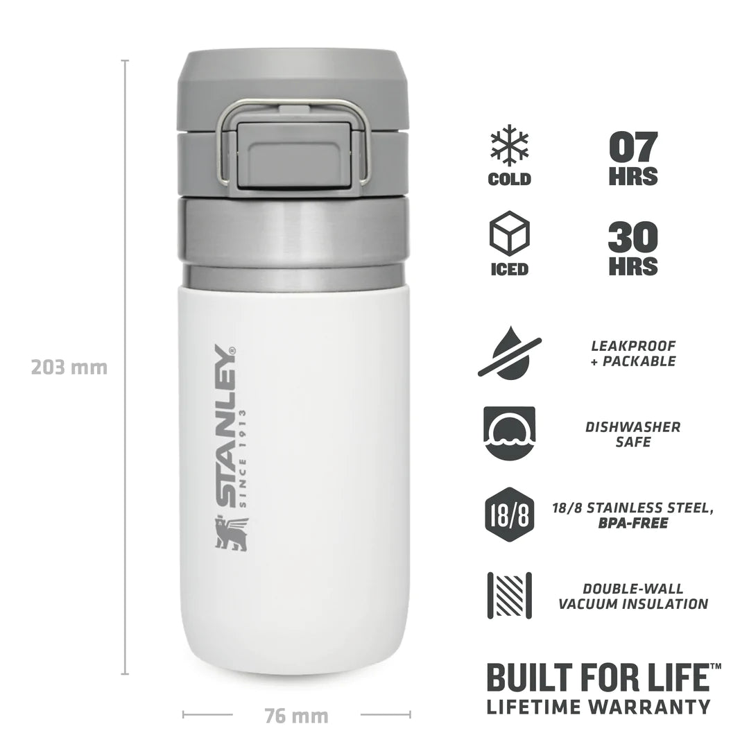 borraccia stanley go quick flip da 0.47 litri colore polar - con icone