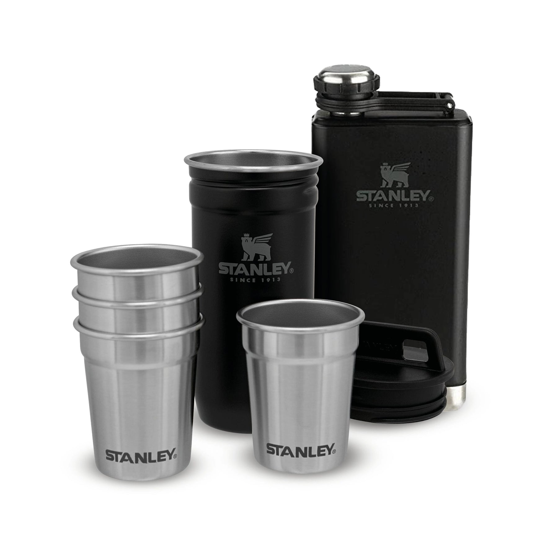 Stanley Adventure Pre-Party Shot Glass - Flask Set Matte Black Pebble