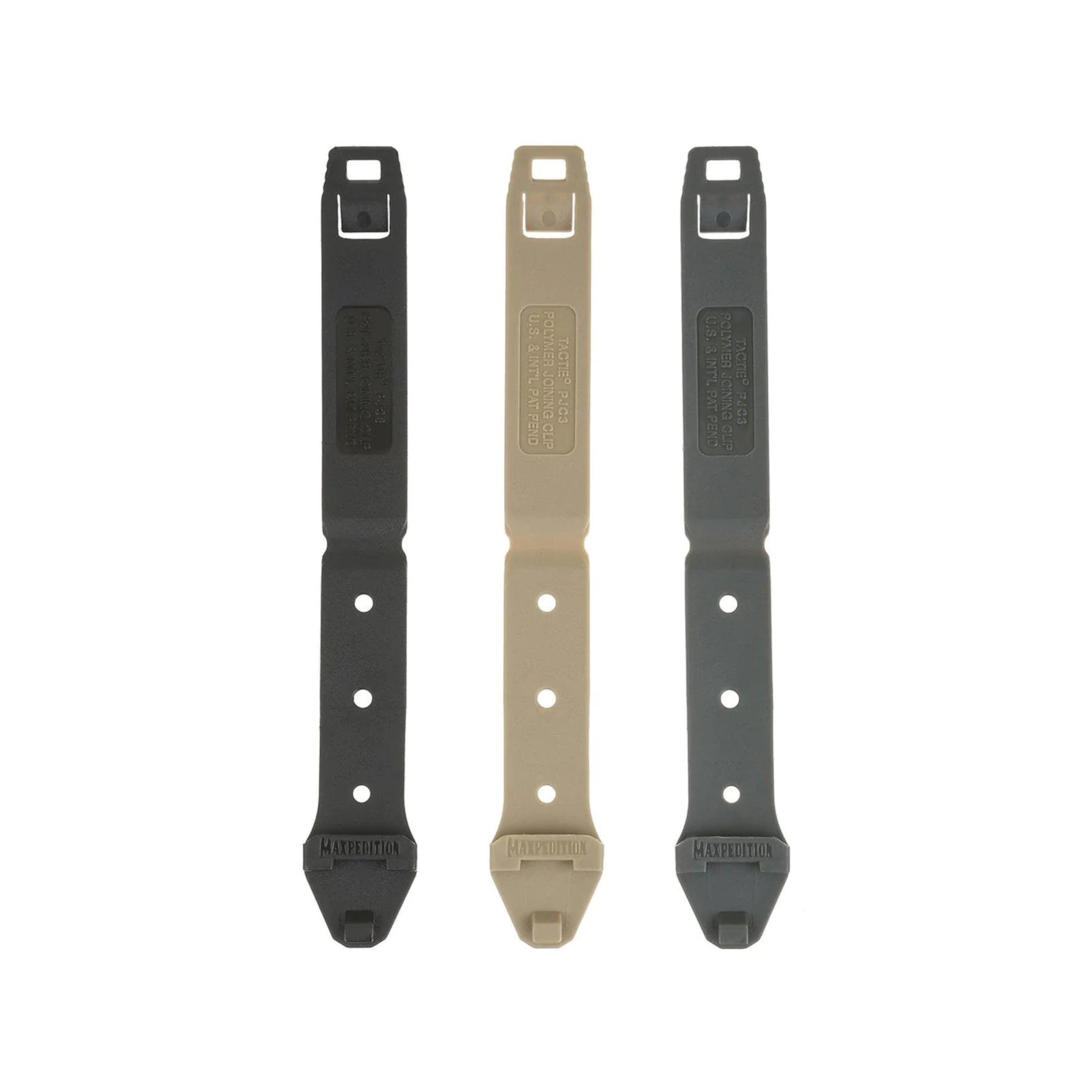 Le TacTie Polymer di Maxpedition in tutte le varianti da 10.7cm aperte