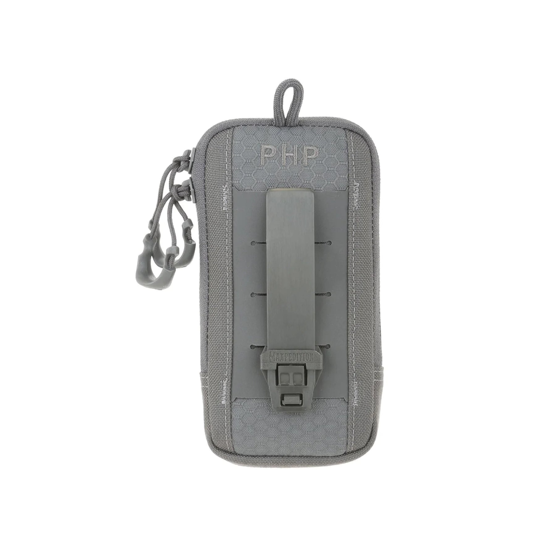 La TacTie Polymer di Maxpedition nella variante gray da 10.7cm agganciata ad una pouch