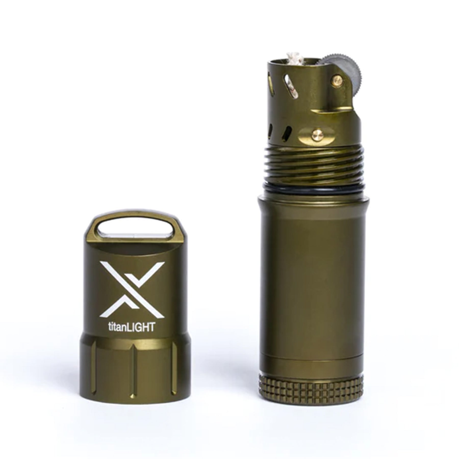 accendino di emergenza exotac titanlight aperto - verde oliva