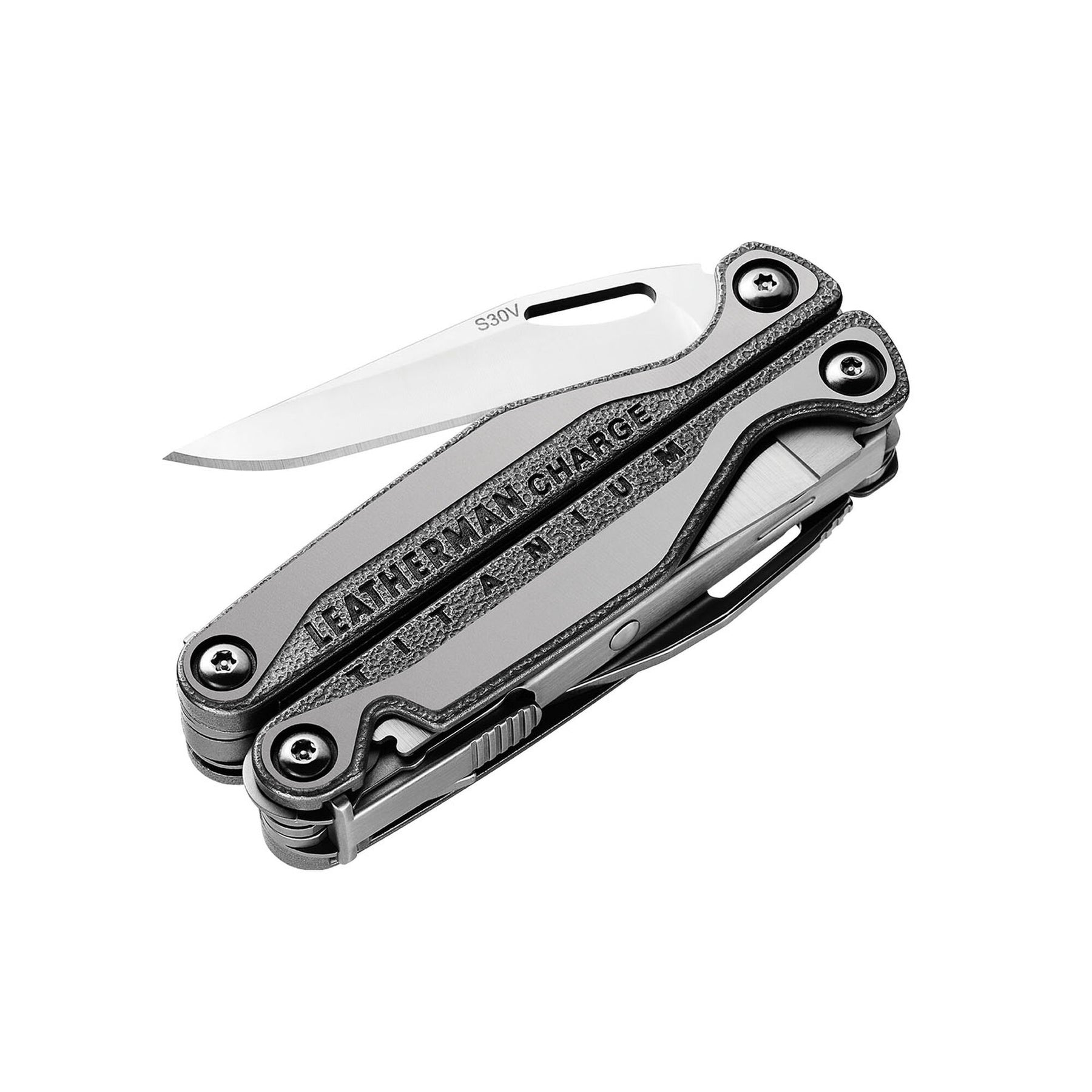 Leatherman Charge Plus TTI con guancette in titanio chiuso con la lama in S30V esposta