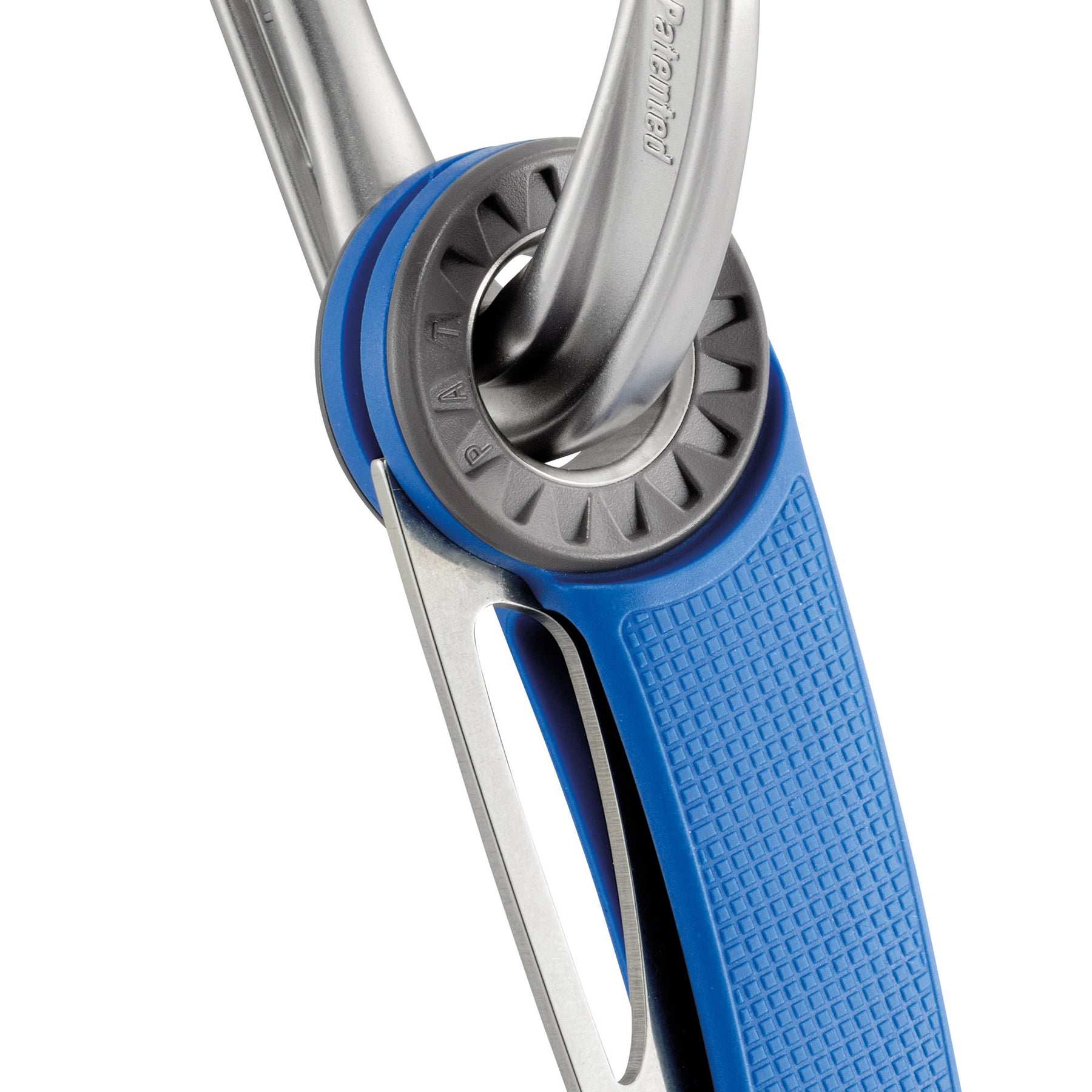 coltello petzl spatha blu dettaglio moschettone