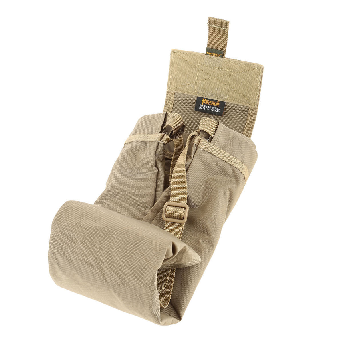 maxpedition rollypoly backpack khaki durante il ripiegamento