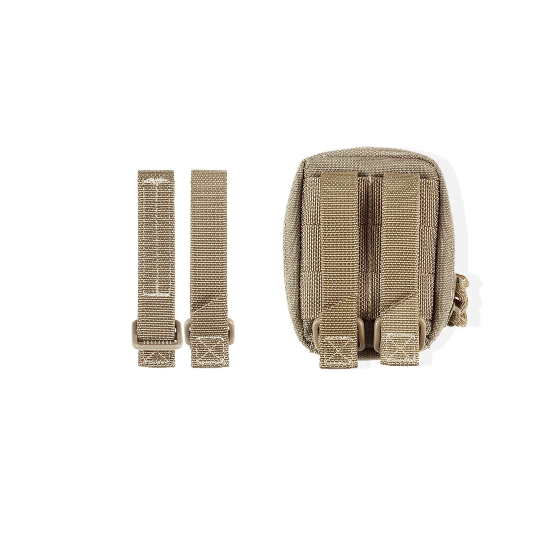 Le TacTie di Maxpedition nella variante khaki da 7.6cm agganciate ad una pouch