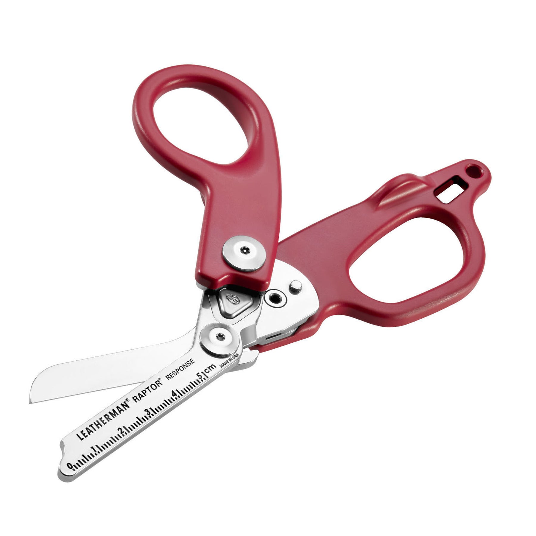 Leatherman Raptor Response Cremisi aperta vista angolata
