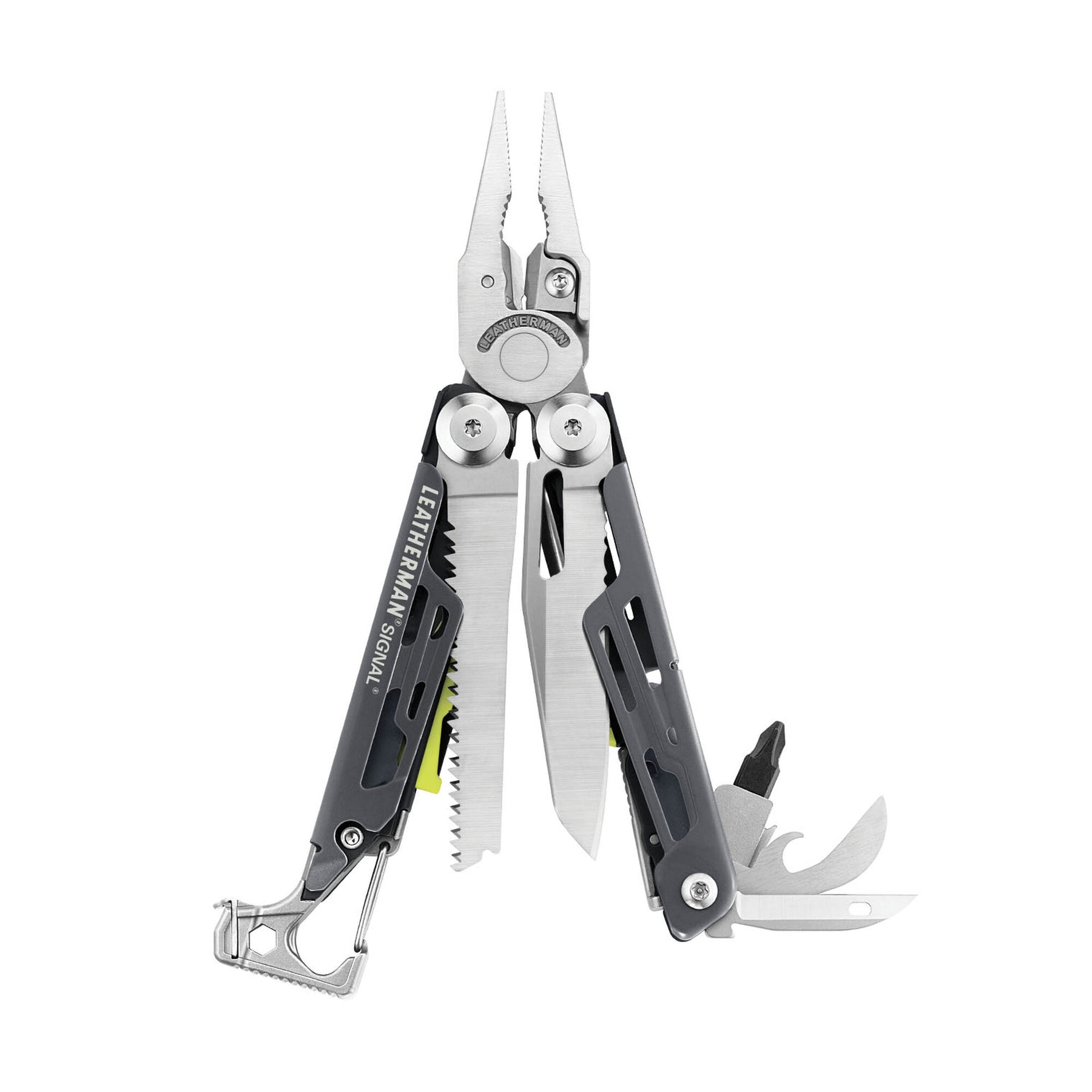 Leatherman Signal Granito aperto con strumenti in vista