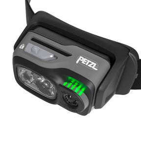 Petzl Swift RL pro - vista indicatore batteria e pulsante