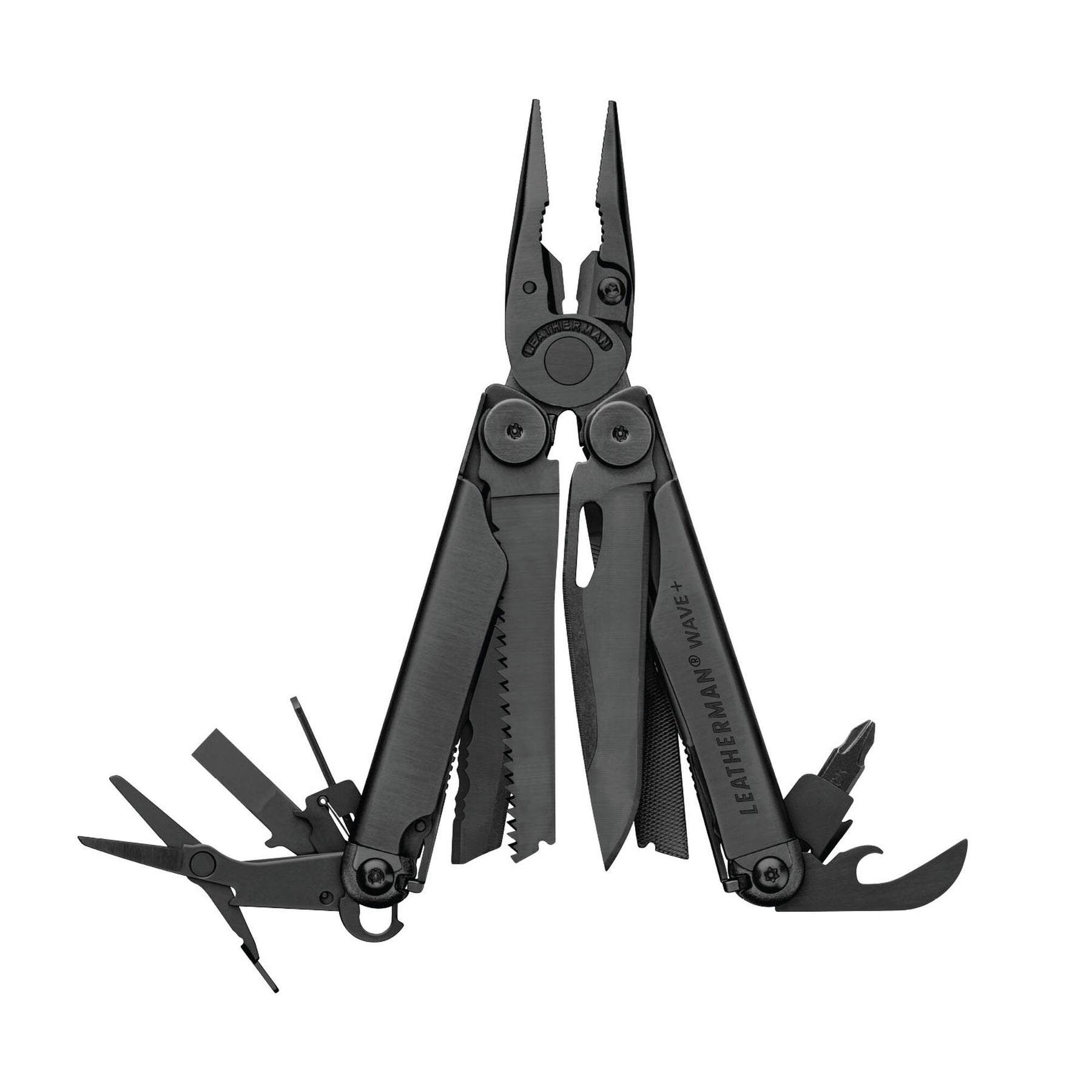 Leatherman Wave Plus Black aperto con strumenti in vista