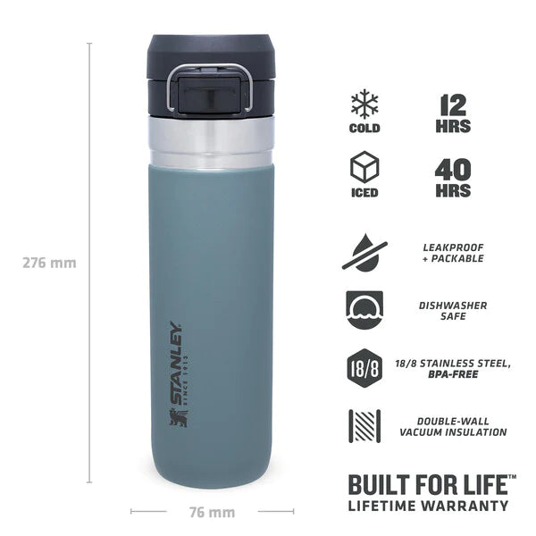 borraccia stanley go quick flip da 0.7 litri colore shale - con icone