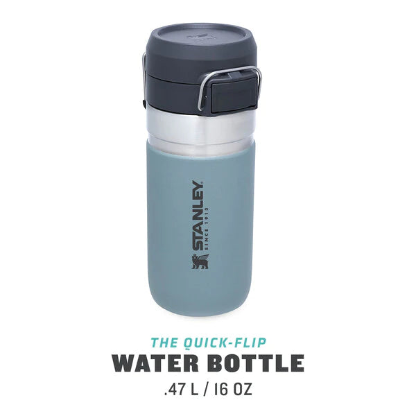 borraccia stanley go quick flip da 0.47 litri colore lagoon - con grafica