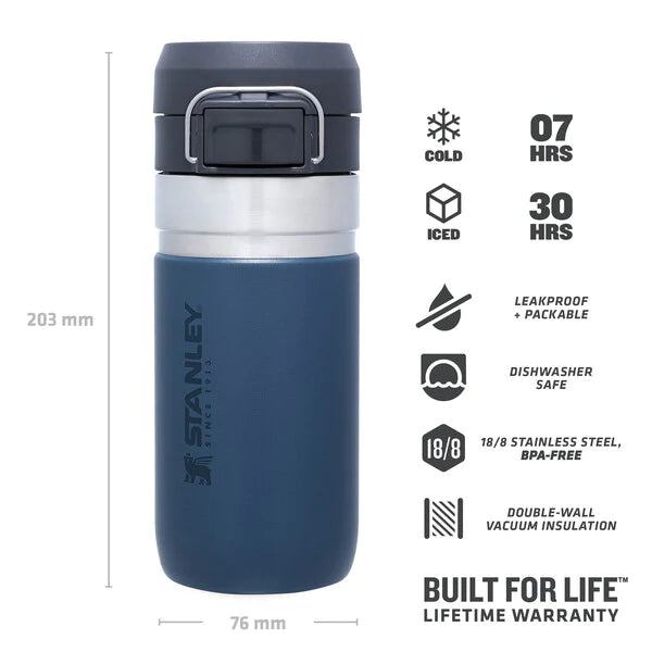 borraccia stanley go quick flip da 0.47 litri colore abyss - con icone