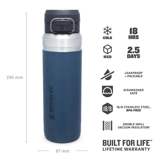 borraccia stanley go quick flip da 1.06 litri colore abyss - con icone