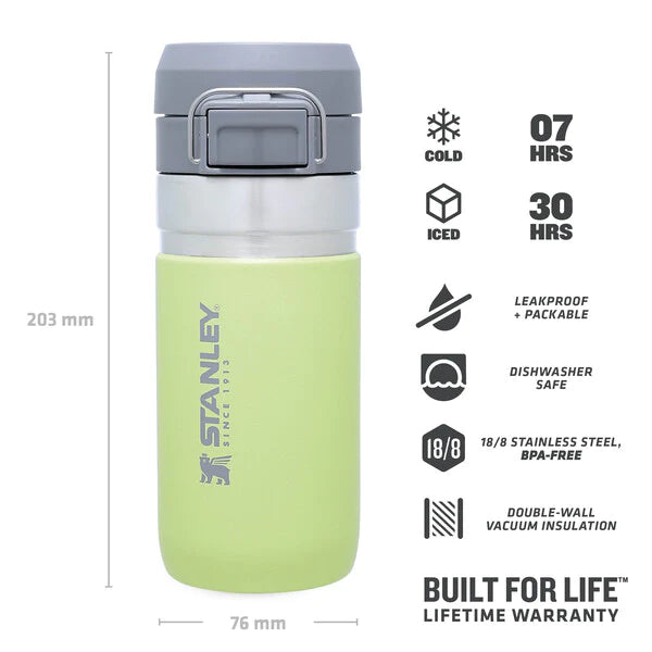 borraccia stanley go quick flip da 0.47 litri colore citron - con icone