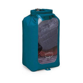 Sacca stagna ultraleggera Osprey Ultralight Dry Sack W/ Window in diverse capacità), con chiusura roll-top impermeabile e finestra trasparente per l'identificazione rapida del contenuto, disponibile nei colori blu petrolio (Waterfront Blue), arancione (Mars Orange) e nero