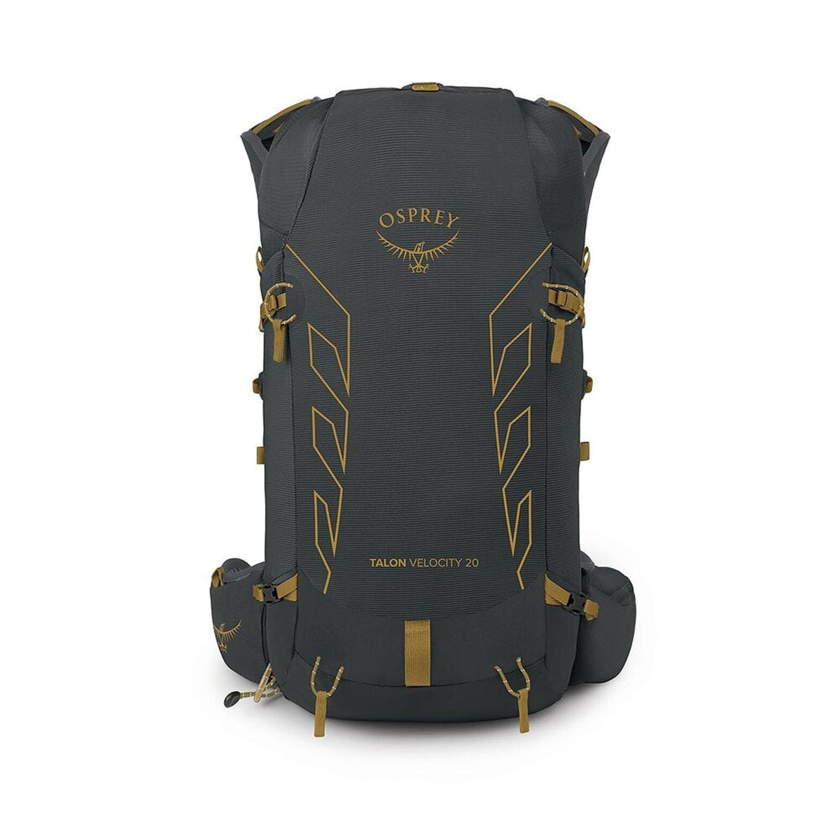 Zaino da trekking leggero e fastpacking Osprey Talon Velocity 20 da 20 litri, design aerodinamico per attività veloci in montagna, con spallacci ventilati in mesh e dettagli di colore a contrasto