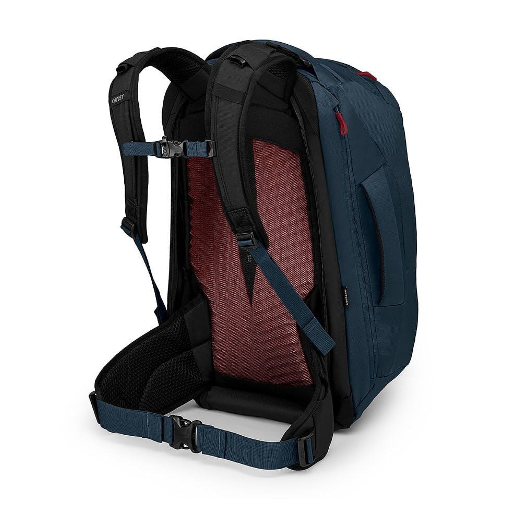 Osprey Farpoint 40 Travel Pack: Zaino da viaggio da 40 litri. Caratterizzato da pannello posteriore a scomparsa, apertura a valigia, cinghie di compressione interne e tasca imbottita per laptop. Design ergonomico e resistente ideale per viaggiatori dinamici.