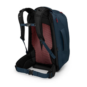 Osprey Farpoint 40 Travel Pack: Zaino da viaggio da 40 litri. Caratterizzato da pannello posteriore a scomparsa, apertura a valigia, cinghie di compressione interne e tasca imbottita per laptop. Design ergonomico e resistente ideale per viaggiatori dinamici.