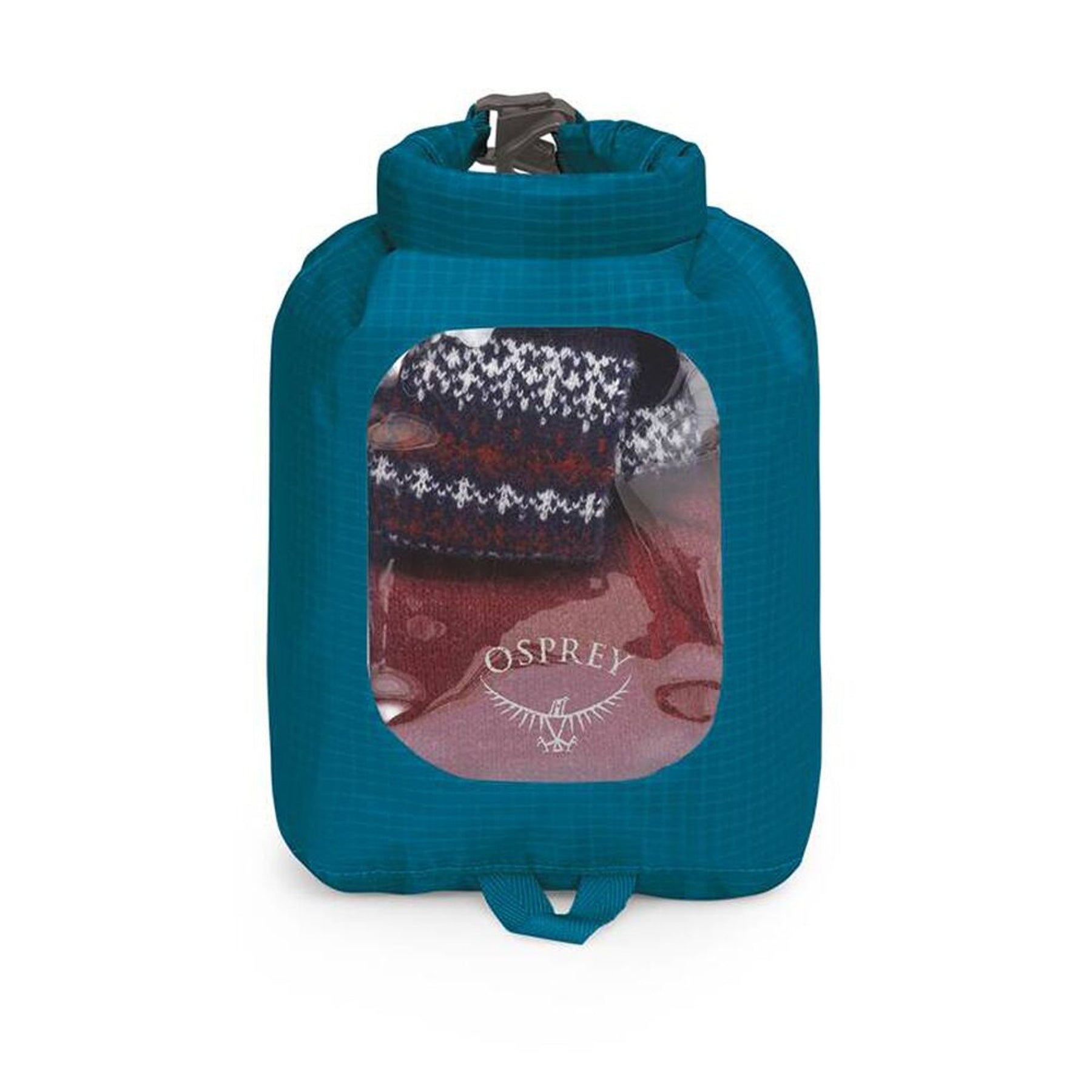Sacca stagna ultraleggera Osprey Ultralight Dry Sack W/ Window in diverse capacità), con chiusura roll-top impermeabile e finestra trasparente per l'identificazione rapida del contenuto, disponibile nei colori blu petrolio (Waterfront Blue), arancione (Mars Orange) e nero