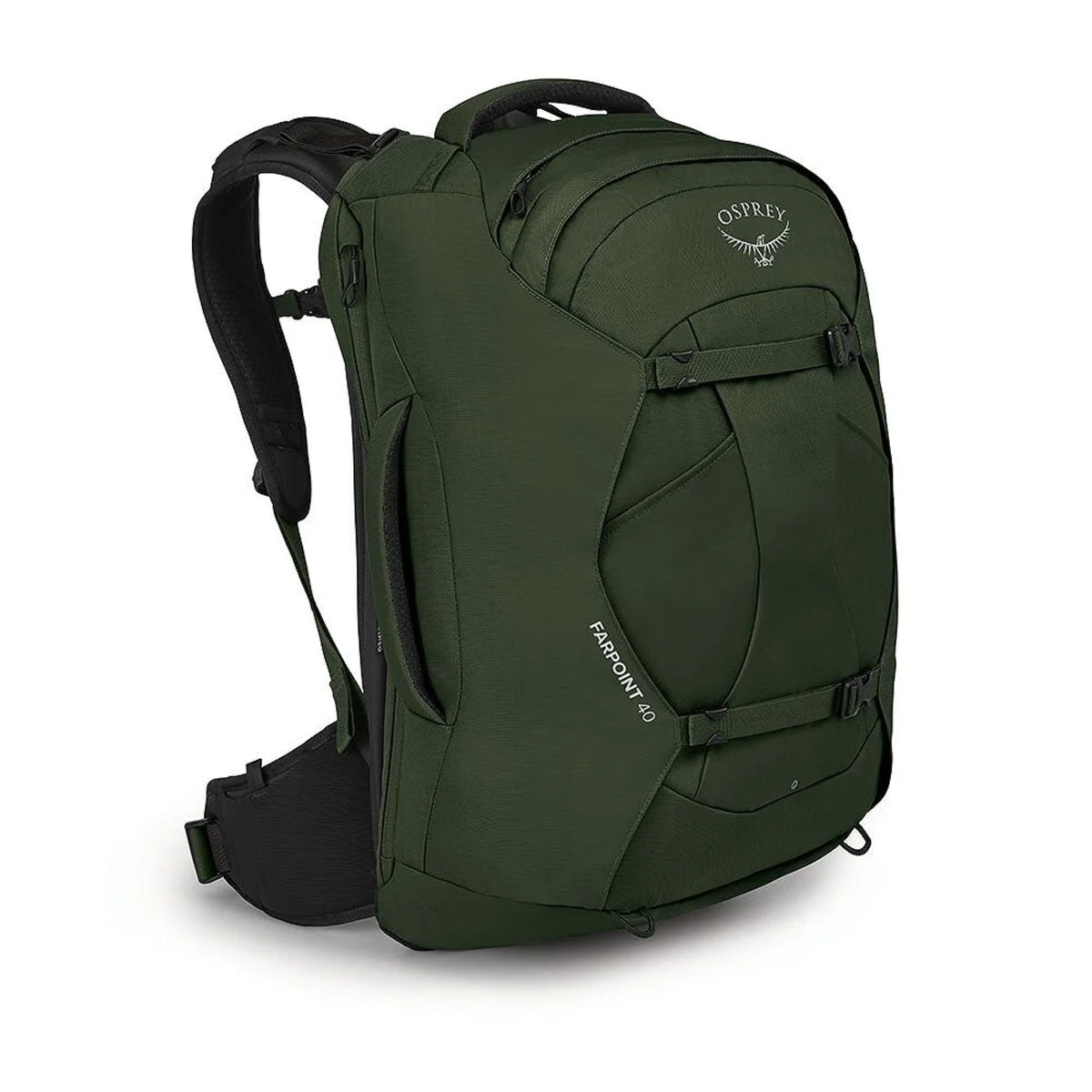 Osprey Farpoint 40 Travel Pack: Zaino da viaggio da 40 litri. Caratterizzato da pannello posteriore a scomparsa, apertura a valigia, cinghie di compressione interne e tasca imbottita per laptop. Design ergonomico e resistente ideale per viaggiatori dinamici.