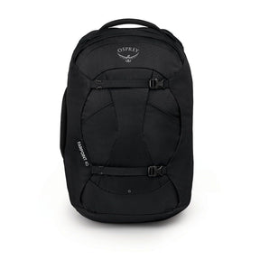 Osprey Farpoint 40 Travel Pack: Zaino da viaggio da 40 litri. Caratterizzato da pannello posteriore a scomparsa, apertura a valigia, cinghie di compressione interne e tasca imbottita per laptop. Design ergonomico e resistente ideale per viaggiatori dinamici.