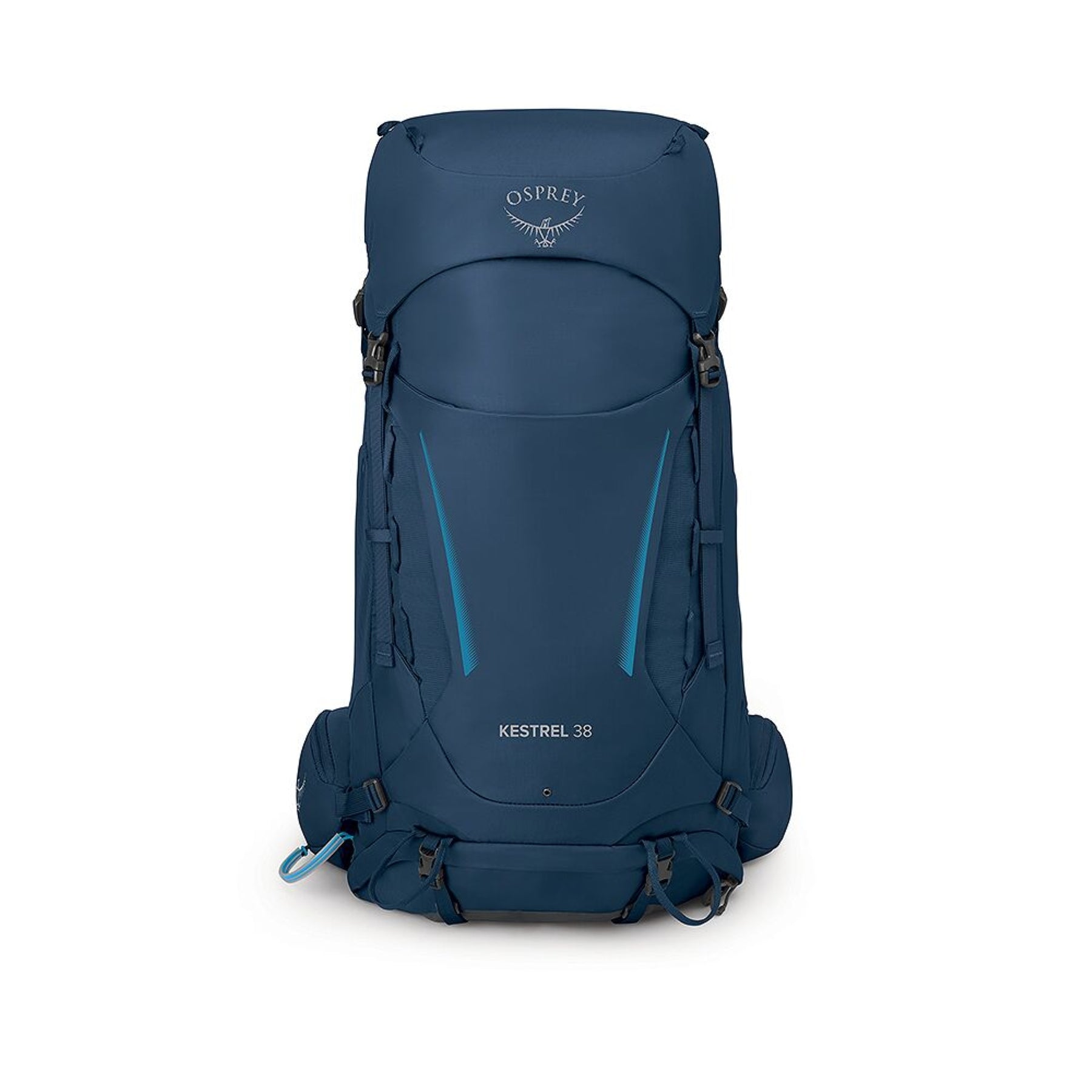 Osprey Kestrel 38 zaino uomo da trekking e hiking da 38 litri con schienale regolabile e traspirante AirScape, raincover integrata, scomparto inferiore per sacco a pelo, attacco bastoncini Stow-on-the-Go, cinghie di compressione e tasche con zip sulla cintura ventrale per escursioni.