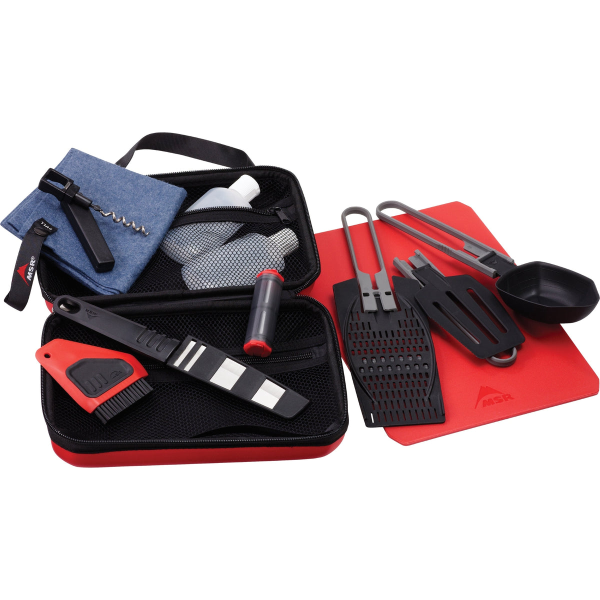 MSR Alpine Deluxe Kitchen Set completo di utensili da cucina outdoor per campeggio e barbecue, con spatole, pinze, tagliere e accessori in custodia compatta, SU BACKPACCO.IT