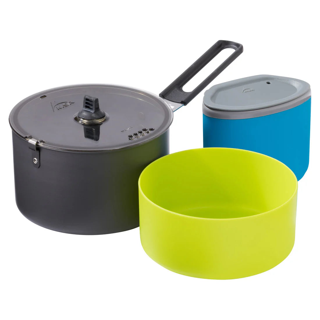MSR TRAIL LITE SOLO COOK SET - KIT SINGOLO DI STOVIGLIE ULTRALEGGERE PER TREKKING - VISTA SU TAVOLO