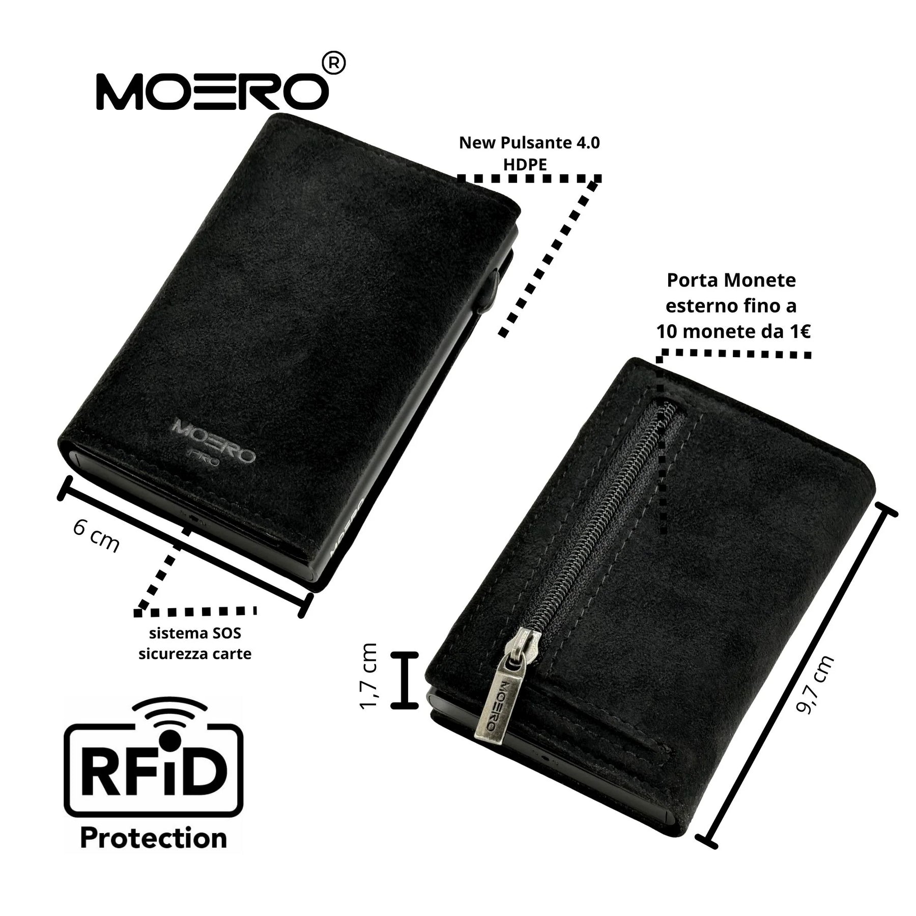 MOERO | PRO ZIP ALCANTARA BLACK - Portafoglio