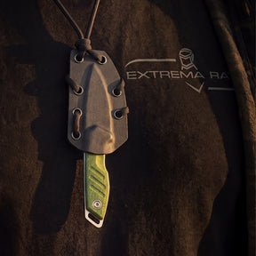 Extrema Ratio BFK NANO coltello a lama fissa neck knife compatto con lama drop point in acciaio, guancette ergonomiche sagomate e foro passante per cordino da porto al collo o EDC tattico