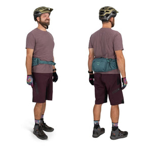 Osprey Savu 5 cintura da ciclismo con capacità 5 litri e tasche per borracce a scomparsa. Marsupio ergonomico per mountain bike con schienale traspirante AirScape e ampi scomparti per attrezzi e snack, ideale per escursioni e trail.