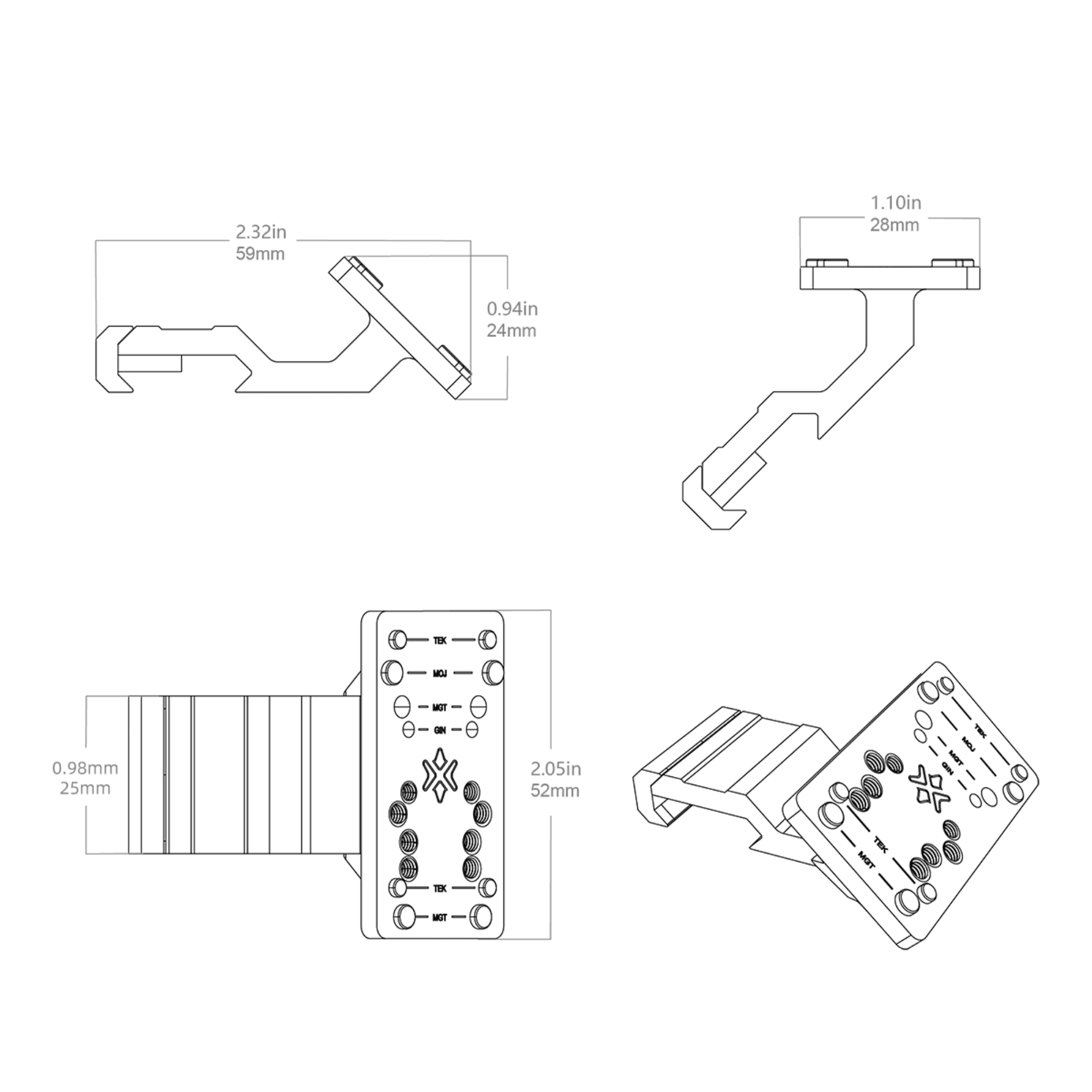 VECTOR OPTICS | UNIVERSAL 45° OFFSET RED DOT SIGHT MOUNT | Supporto offset per red dot a 45° - BackPacco - BP-VECTOR-SCFRM-29