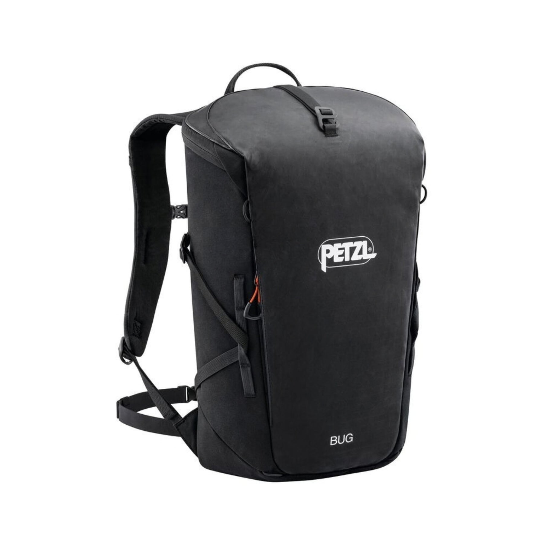Petzl BUG zaino compatto da 18 litri ergonomico con apertura superiore, fettuccia portacorda, cinghie di compressione e scomparto imbottito, ideale per arrampicata su vie lunghe, outdoor e uso quotidiano.