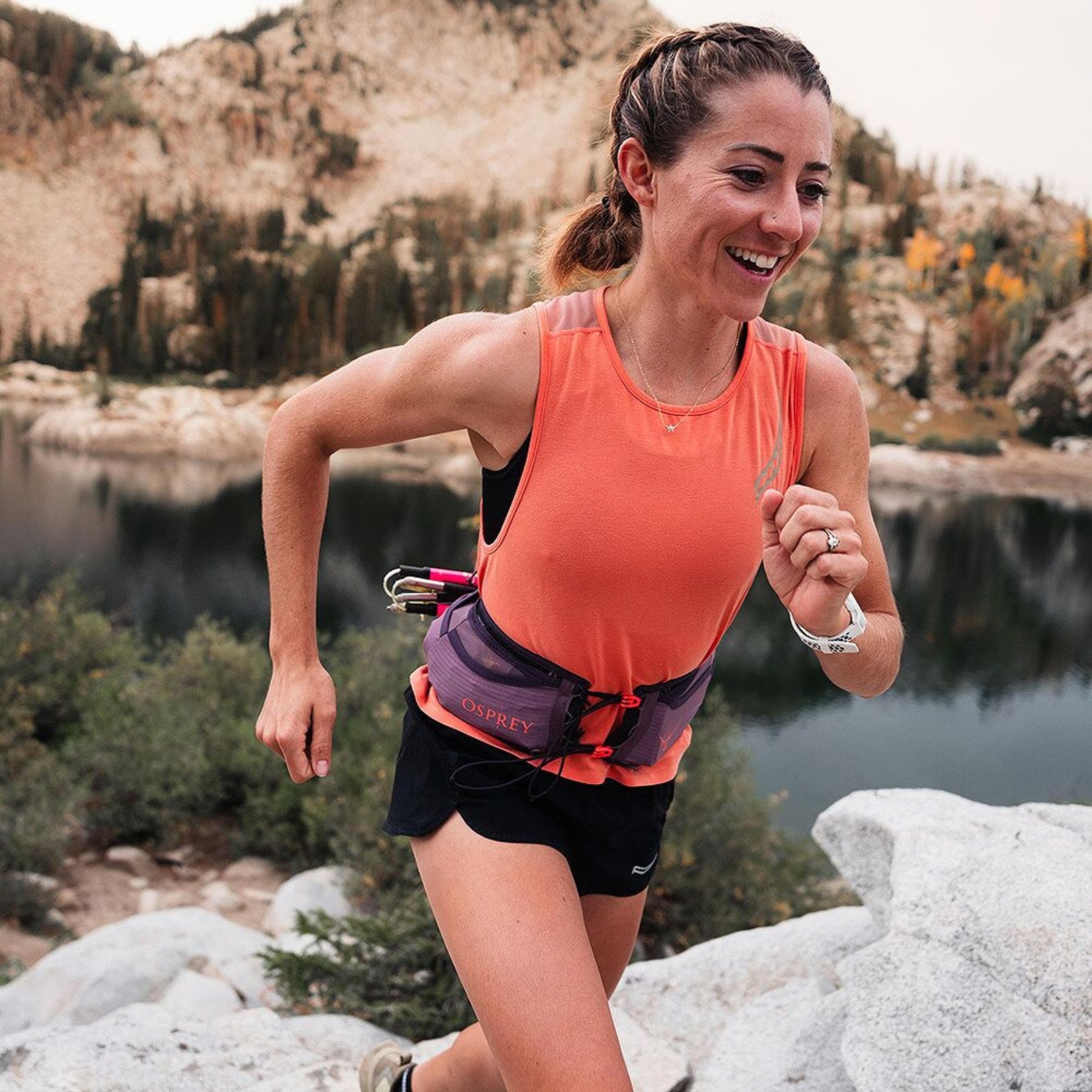 Osprey Duro Dyna Pro Belt cintura marsupio per trail running da 0.8 litri con schienale in rete traspirante tasca frontale con zip e cordini elastici di compressione e trasporto