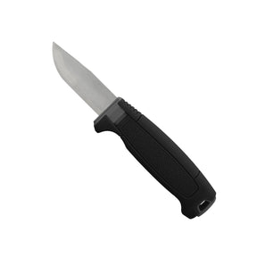 Morakniv Amberg Compact coltello a lama fissa compatto con profilo Scandi combinato, impugnatura ergonomica testurizzata ad alto grip con guardia salvadita e foro per cordino, ideale per outdoor, bushcraft ed escursionismo.