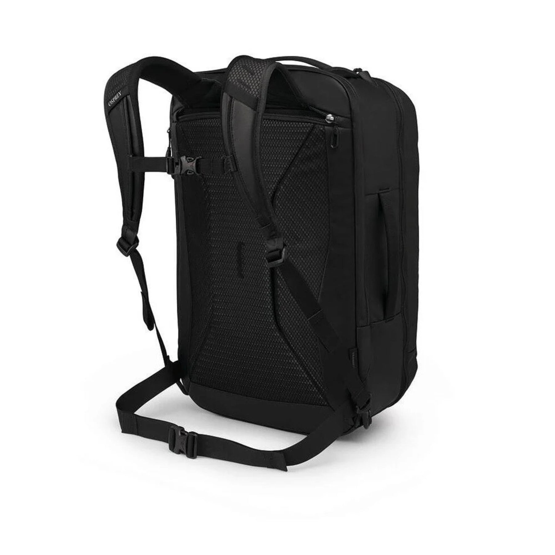 Osprey Transporter Travel Pack 44 zaino da viaggio da 44 litri con spallacci imbottiti, maniglia laterale e scomparti con cerniera in tessuto tecnico robusto. Ideale come bagaglio a mano per outdoor e trekking.