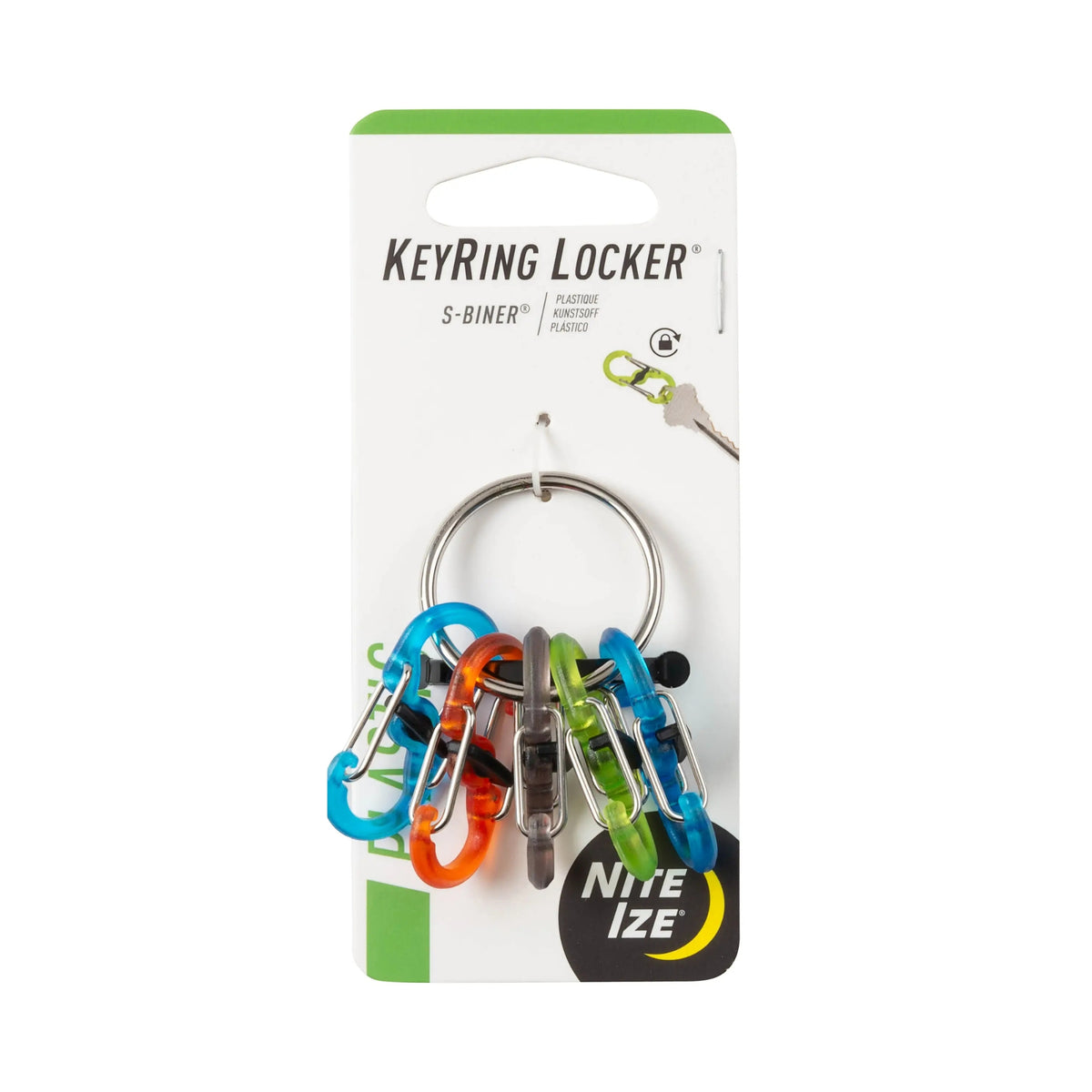 Nite Ize KeyRing S-Biner anello portachiavi con sei mini moschettoni a doppia leva per organizzazione e sicurezza chiavi in confezione originale