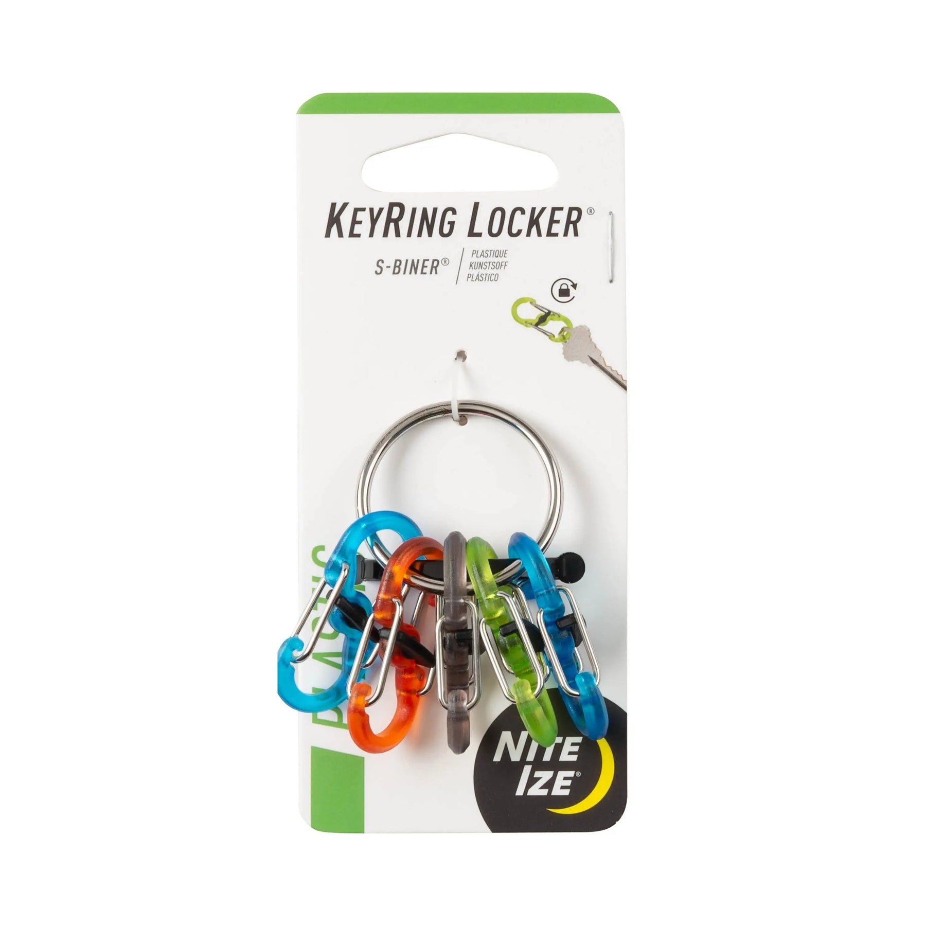 Nite Ize KeyRing S-Biner anello portachiavi con sei mini moschettoni a doppia leva per organizzazione e sicurezza chiavi in confezione originale