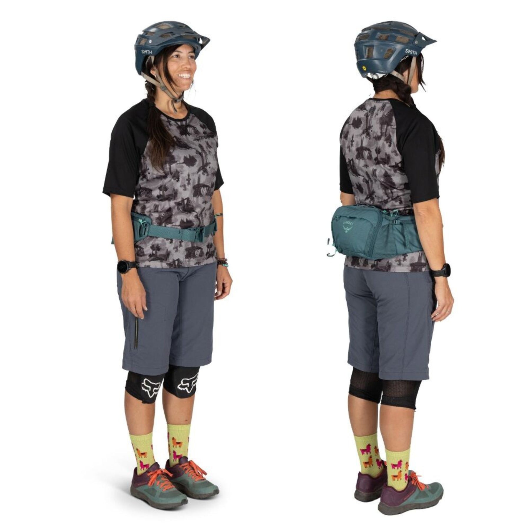 Osprey Savu 5 cintura da ciclismo con capacità 5 litri e tasche per borracce a scomparsa. Marsupio ergonomico per mountain bike con schienale traspirante AirScape e ampi scomparti per attrezzi e snack, ideale per escursioni e trail.