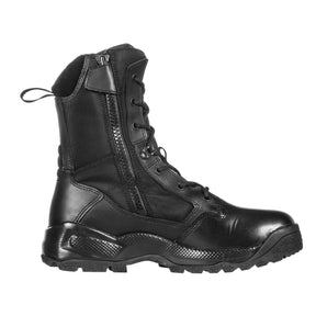 5.11 Tactical A.T.A.C. 2.0 8 Storm  anfibi tattici impermeabili da 8 pollici in pelle pieno fiore e nylon 840D con membrana SlipStream traspirante, cerniera laterale YKK, soletta Ortholite e suola antiscivolo resistente agli oli, ideali per impiego operativo e outdoor.