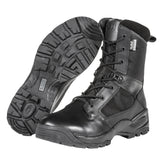 5.11 Tactical A.T.A.C. 2.0 8 Storm  anfibi tattici impermeabili da 8 pollici in pelle pieno fiore e nylon 840D con membrana SlipStream traspirante, cerniera laterale YKK, soletta Ortholite e suola antiscivolo resistente agli oli, ideali per impiego operativo e outdoor.