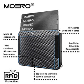 MOERO | M2 PRO CARBON RACING BLUE - Portafoglio MagSafe