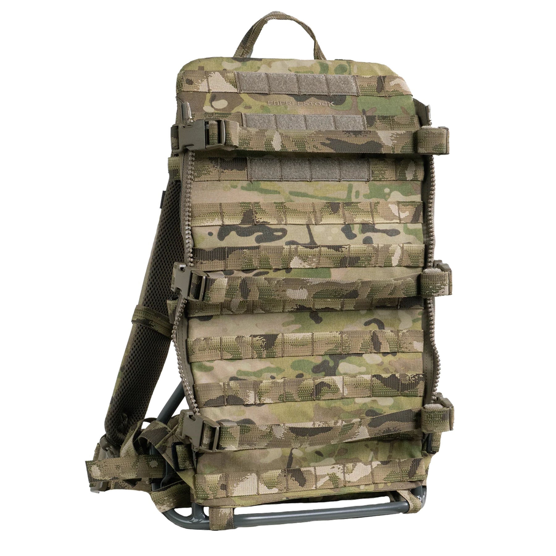 Eberlestock Mission EMOD Frame frame per sistema modulare tattico ad alta resistenza dotato di cinghie di compressione con fibbie e pannello posteriore interamente rivestito di passanti con sistema MOLLE PALS per aggancio accessori outdoor e bushcraft.