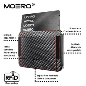 MOERO | M2 PRO CARBON RACING RED - Portafoglio MagSafe