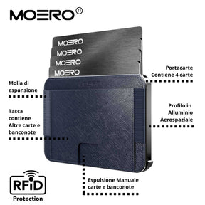 MOERO | M2 PRO SAFFIANO BLUE - Portafoglio MagSafe