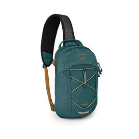 Osprey Quasar Sling borsa monospalla da 6 L adatta per l'uso quotidiano. Presenta uno spallaccio singolo imbottito e ambidestro, schienale ventilato AirScape, ampio scomparto principale con tasca per tablet, cordino elastico frontale e daisy chain per il fissaggio di attrezzatura outdoor.