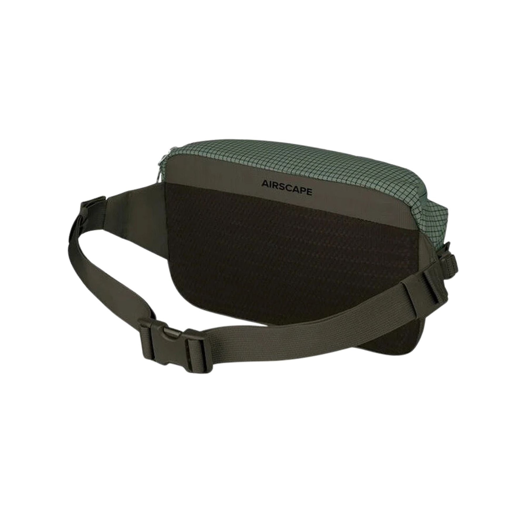 Osprey Transporter Waist Pack marsupio da 3 litri realizzato in tessuto tecnico con trama a griglia e logo frontale, dotato di tasca esterna con zip, cinghie di compressione laterali e cintura regolabile con fibbia a scatto per escursionismo e tempo libero.