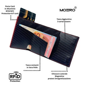 MOERO | PRO ZIP CARBON RACING RED - RED - Portafoglio